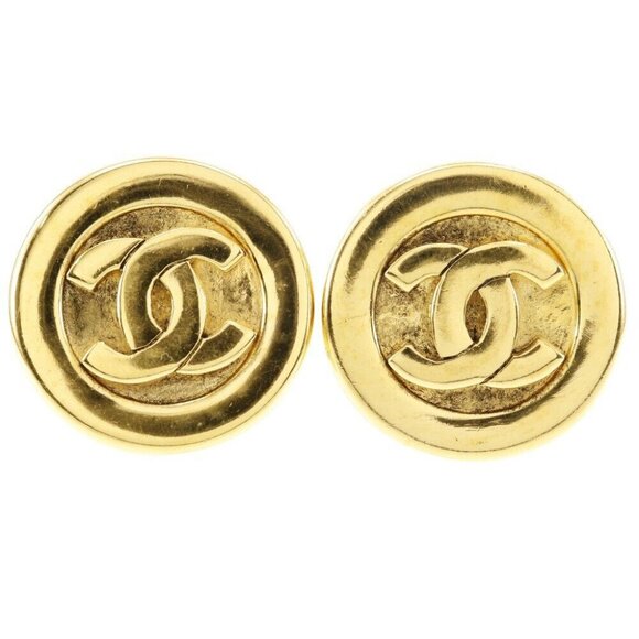 CHANEL COCO Mark Earring vintage Plated Gold 21.6g Women - Picture 1 of 16